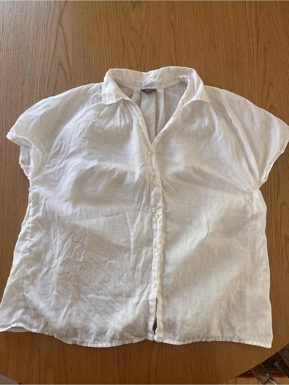 J. Jill White 100% Linen Button-Front Relaxed Short sleeved Women's Top